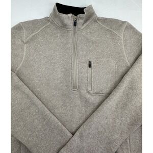 Woolrich Mens Size M 1/4 Zip Pullover Oatmeal 100% Polyester‎ Sweater Jacket